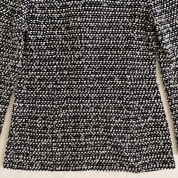 St. John | Textured Knit One Button Long Blazer Jacket Black/White (10) - Picture 14 of 16